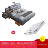 Smart Massage Storage Bed Multifunction Leather Bed Frame King Size Smart Bed With Projector Bluetooth Modern Bedroom Furniture