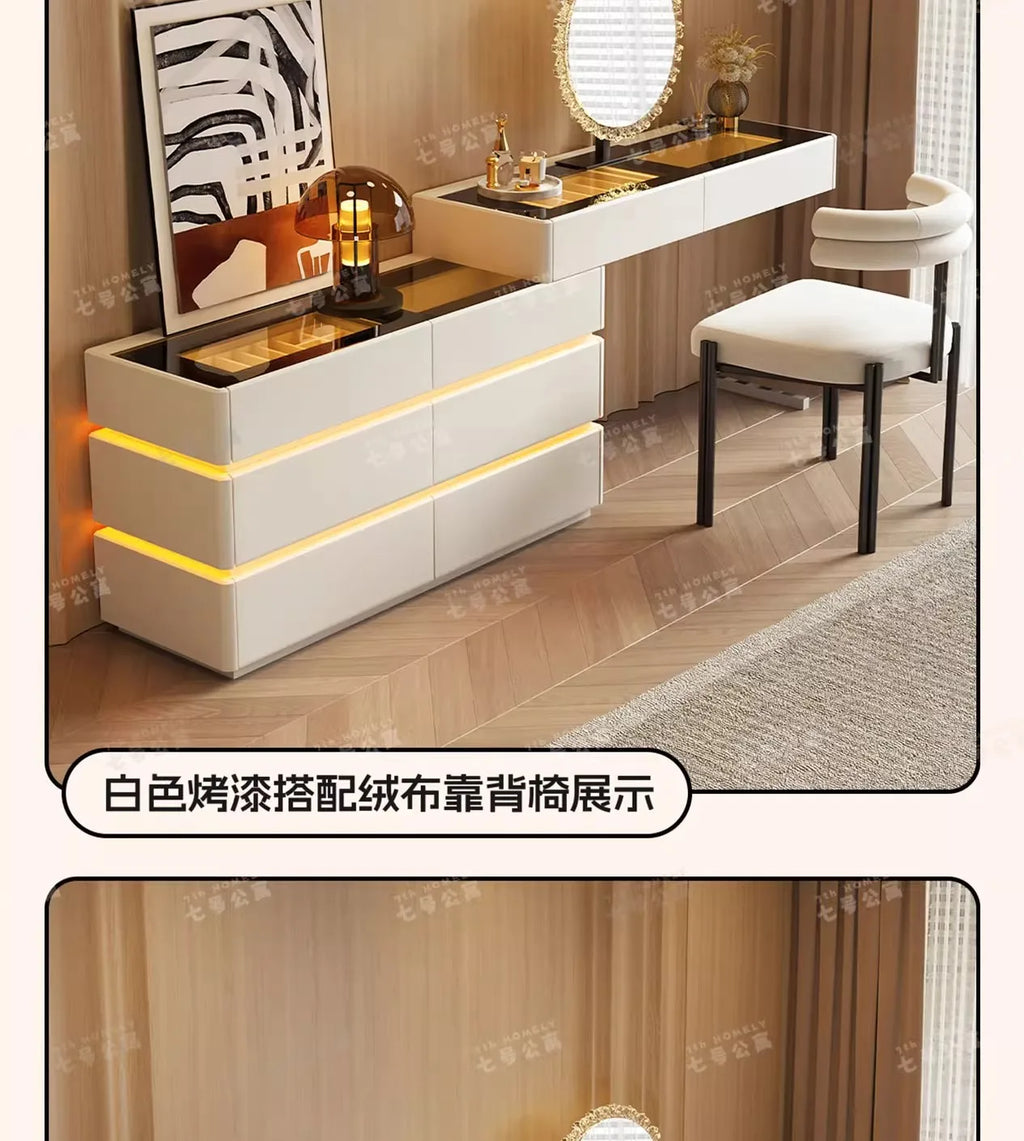 Nordic Solid Wood Dressers Bedroom Modern Dressing Table Drawer Integrated Home Small Apartment Makeup Table with LED Mirror - view 44