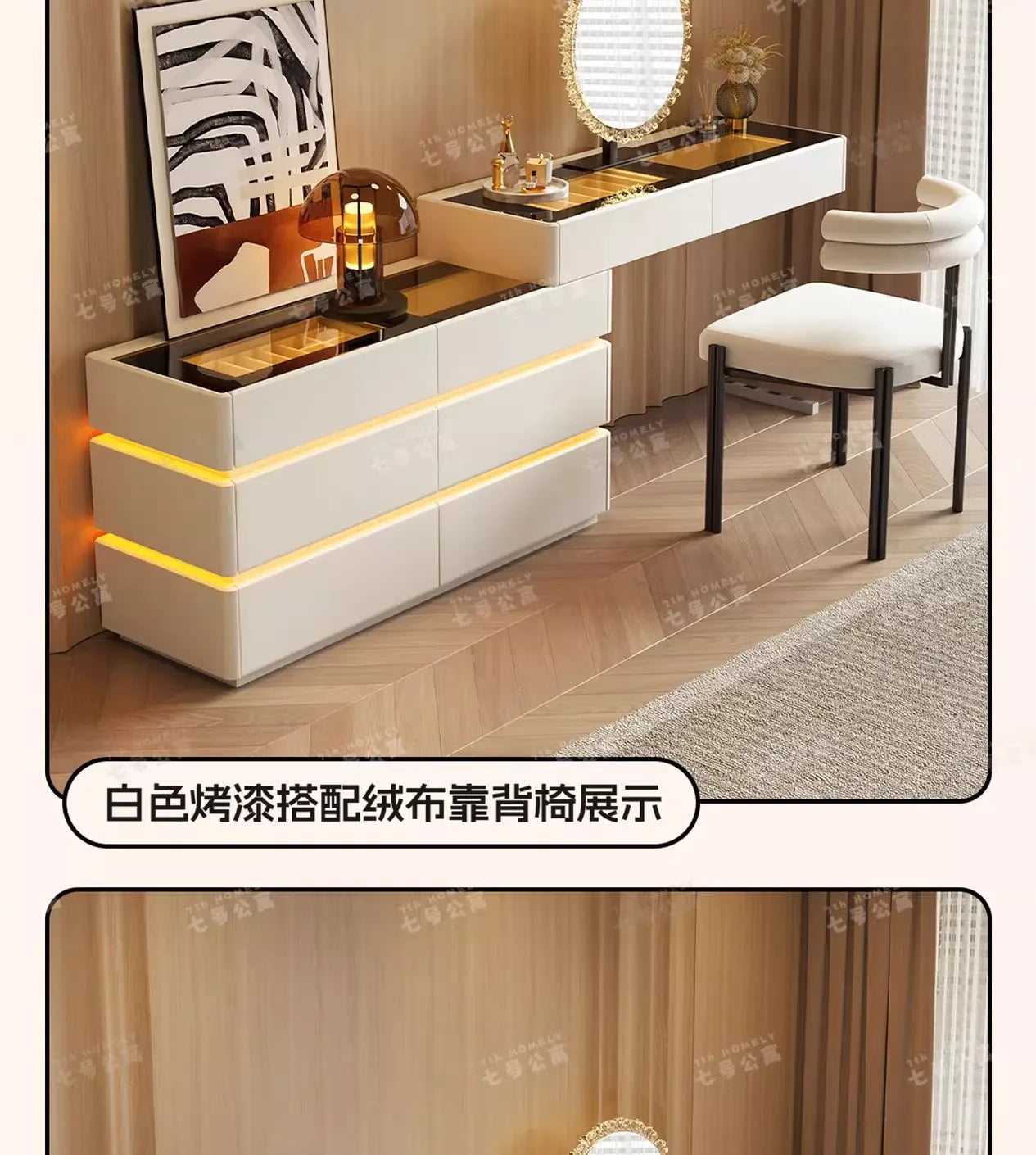 Nordic Solid Wood Dressers Bedroom Modern Dressing Table Drawer Integrated Home Small Apartment Makeup Table with LED Mirror - view 44