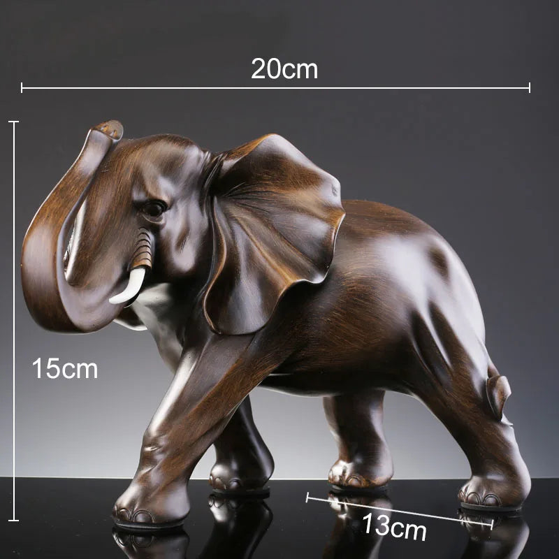 Simulated Animal Sculpture Imitation Wood Elephant Statue Resin Crafts Desk Decoration Ornaments Furnishings