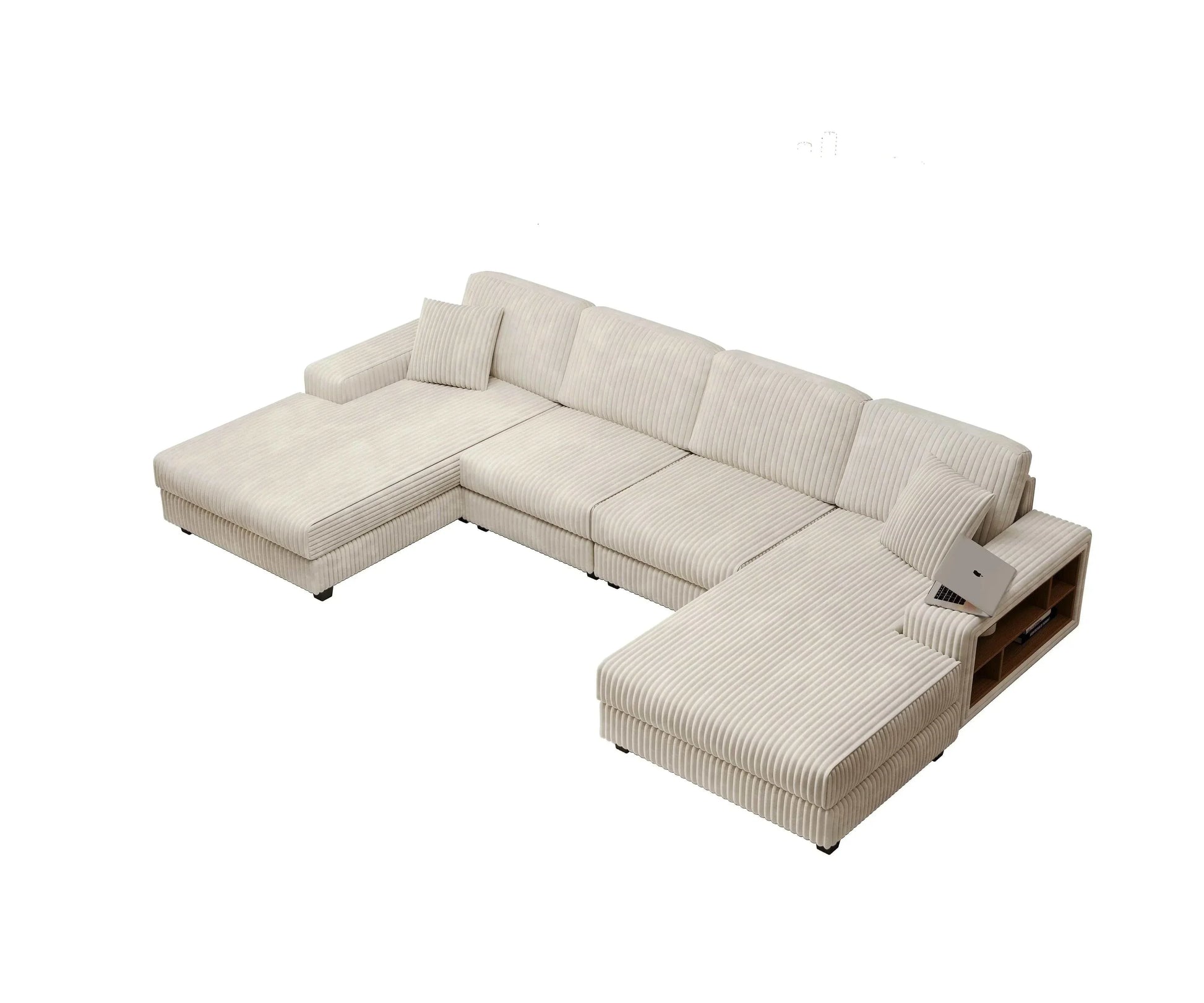 Beige sectional sofa on a white background