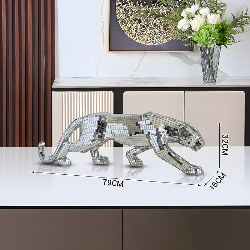 Modern Luxury Leopard Sculptures Desk Ornaments Art Leopard Figurines Living Room Creative Animals Sculptures Bedroom Home Decor