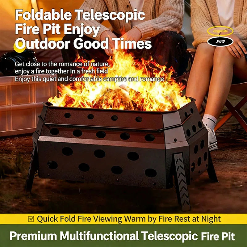 Portable Folding Campfire Grill Outdoor Wood Burning Stove for Camping And Hiking Lightweight Charcoal Fire Pit - view 1
