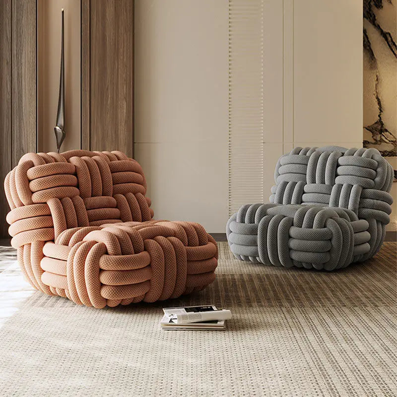 Any Size Custom Nordic Knit Lounge Chair Handwoven Chenille Fabric High Resilience Foam Comfortable Minimalist Living Room Leisu - view 2