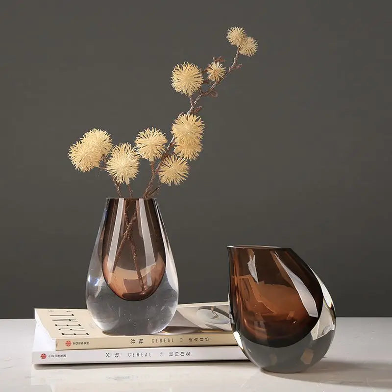 Minimalist Art Glass Vase | Hydroponic & Floral Display Accent