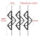 Stainless Steel Light‑ Partition Bookshelf in sleek titanium color with adjustable height 2.4-3M.