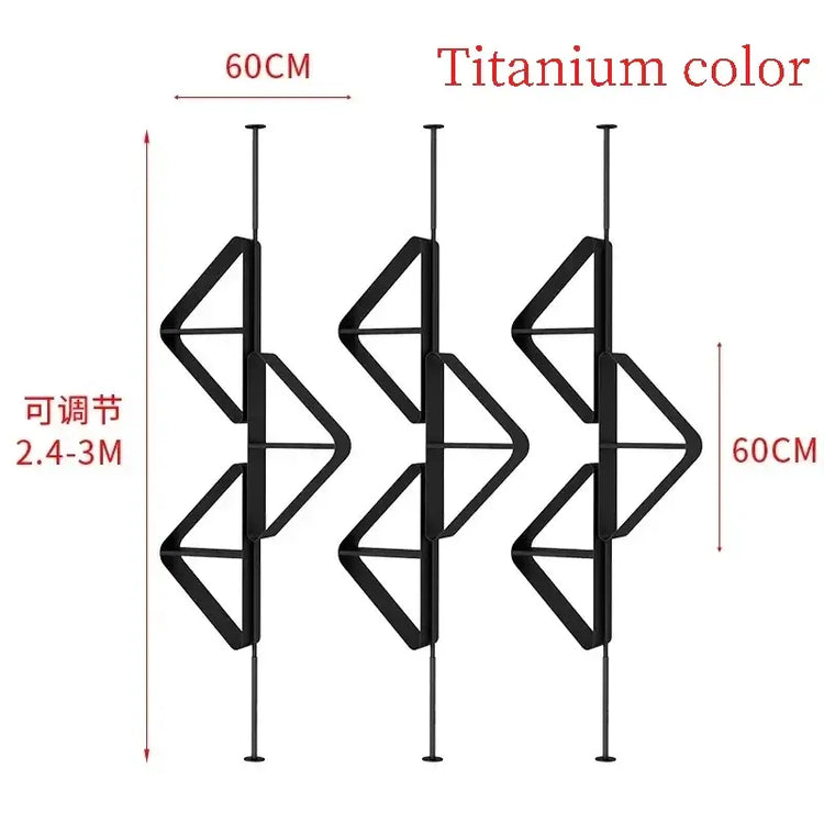 Stainless Steel Light‑ Partition Bookshelf in sleek titanium color with adjustable height 2.4-3M.