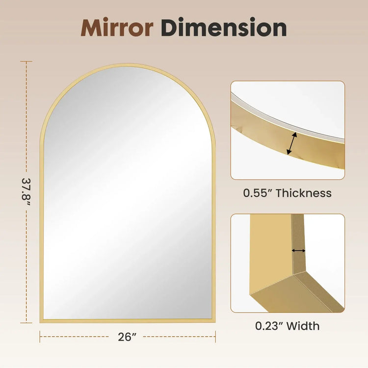 Architectural drawing of a mirror with dimensions labeled