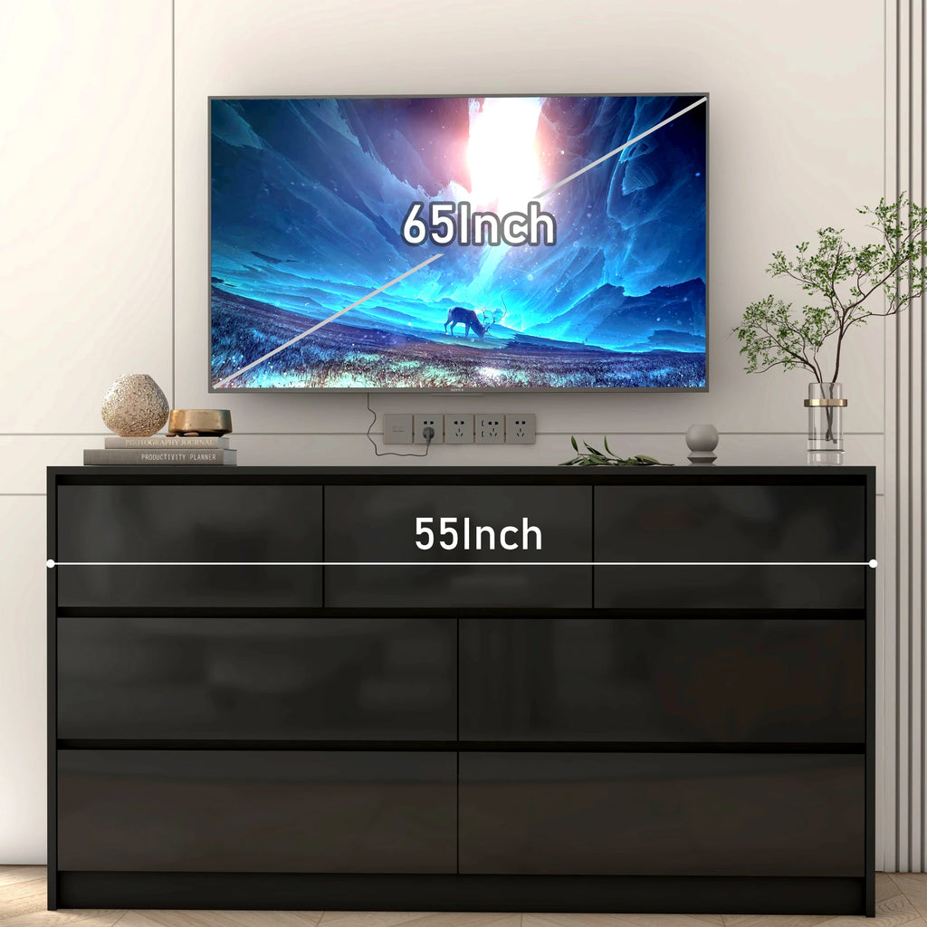 7 Drawer Dresser for Bedroom, 55 Inch Modern Design
