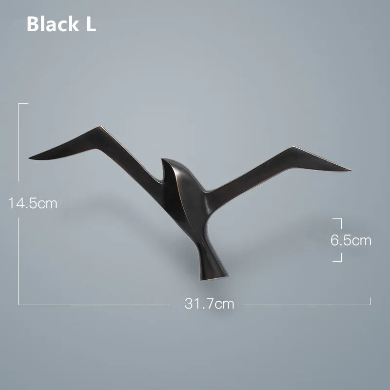 Luxury Pure Copper Seagull Statue Wall Hanging Metal Bird Sculpture Ornament Retro Office Cafe Wall Decoration Home Decor Gift