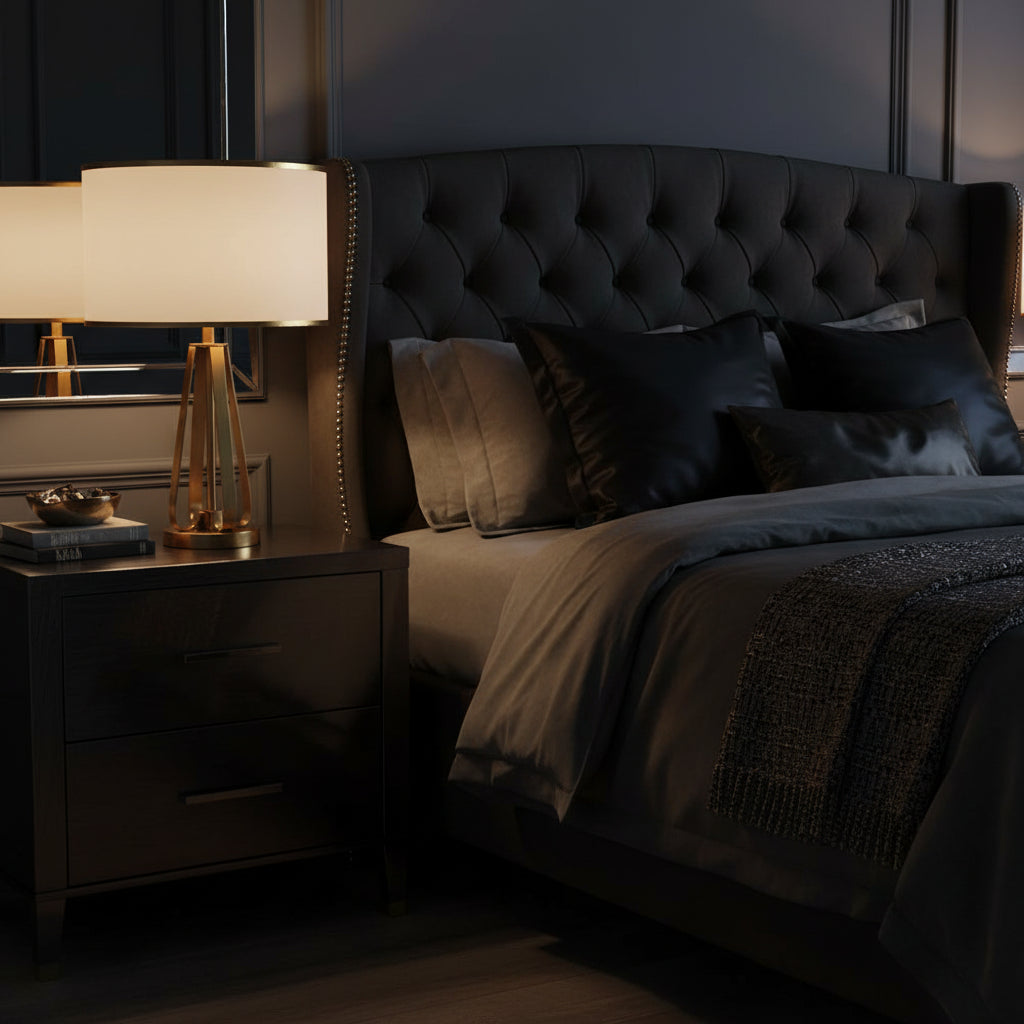 Nordic Led Bedside Table Crystal Lamp Home Decor Desk Lamp Bedroom Stand Light Fixtures Modern Fabric Lampshade design