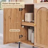 Modern buffet cabinet with storage featuring fluted design, adjustable shelves, and a stylish storage door.