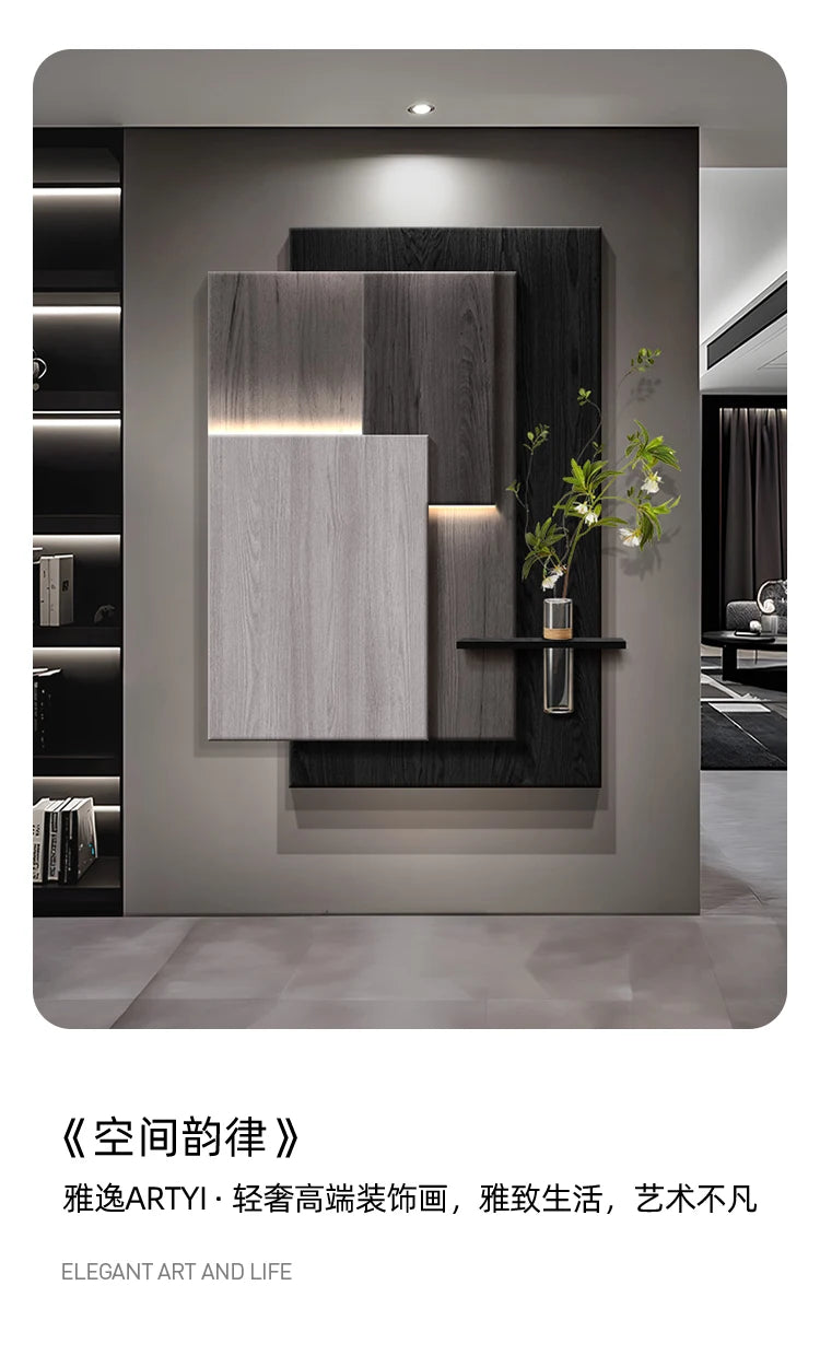 Luxurious and sophisticated entrance LED wall light with lights installed at the entrance, facing the door and hanging a picture - view 7