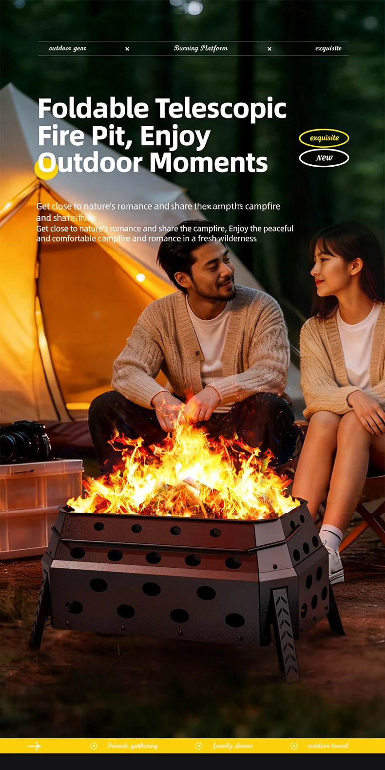 Portable Folding Campfire Grill Outdoor Wood Burning Stove for Camping And Hiking Lightweight Charcoal Fire Pit - view 7
