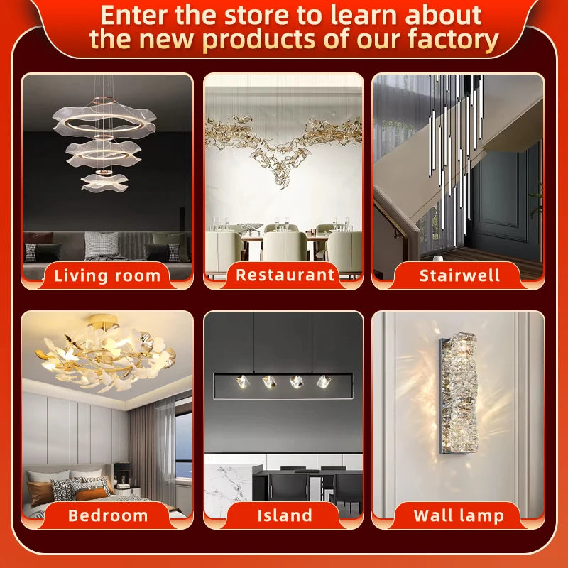Modern Pendant Light For Living Room Nordic Luxury Dining Room Chandelier Fishbone Dining Room Ceiling Hanging Lamp Crystal - view 6