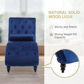 Velvet Chaise Lounge Indoor,Button-Tufted Upholstered Chaise Lounge Chair with Pillow for Bedroom Living Room, Customized showing natural solid wood legs