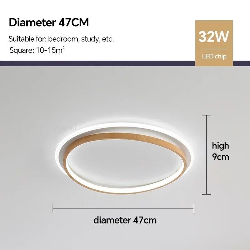 DAMIASMIL LED Modern Ceiling Lamp Creative Round Walnut Wood Color Ceiling Light for Bedroom Study Restaurant Lighting Lustre - view 27