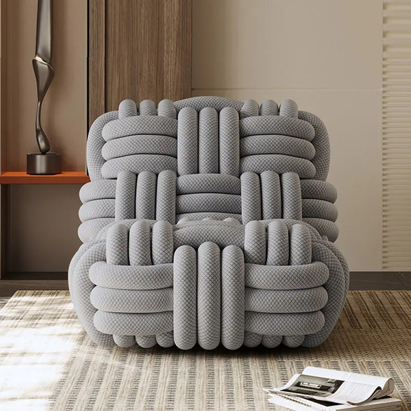 Any Size Custom Nordic Knit Lounge Chair Handwoven Chenille Fabric High Resilience Foam Comfortable Minimalist Living Room Leisu - view 3