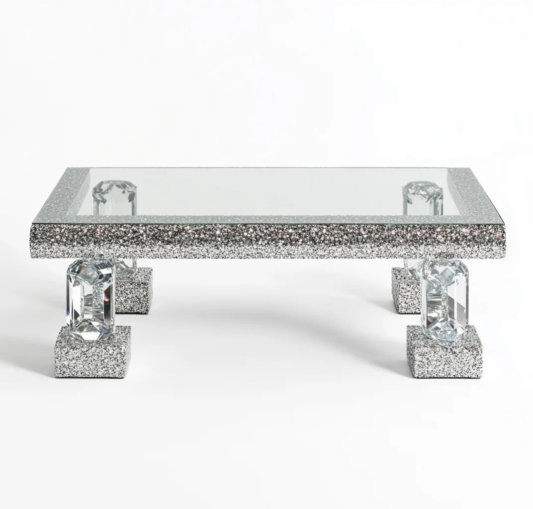 Mirrored Diamond Beveled Coffee Table | Nordic Luxury Modern - view 6