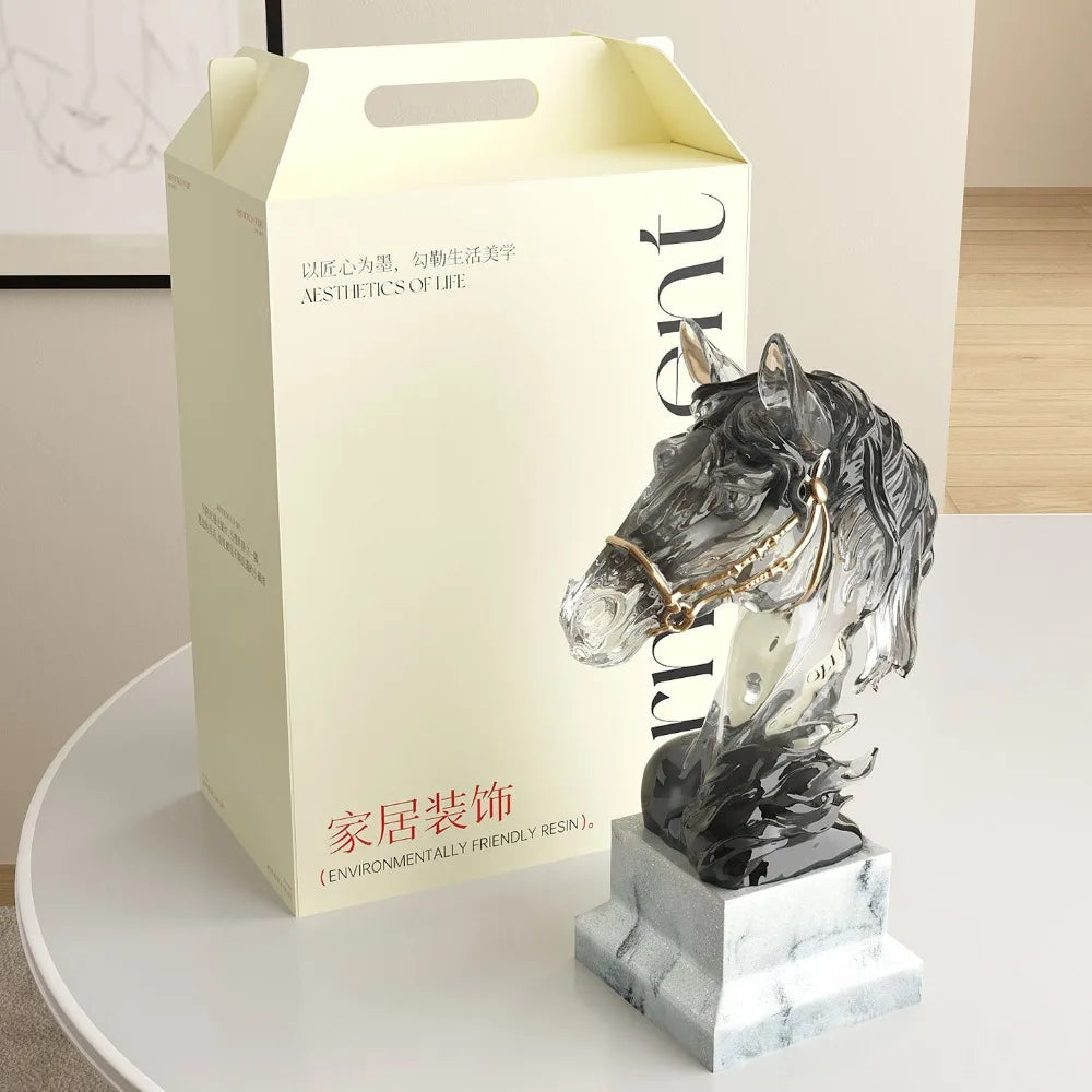 Luxury Resin Horsehead Ornament Art Design Sculptures and Figurines Living Room Decoration Accessories for Home Decor