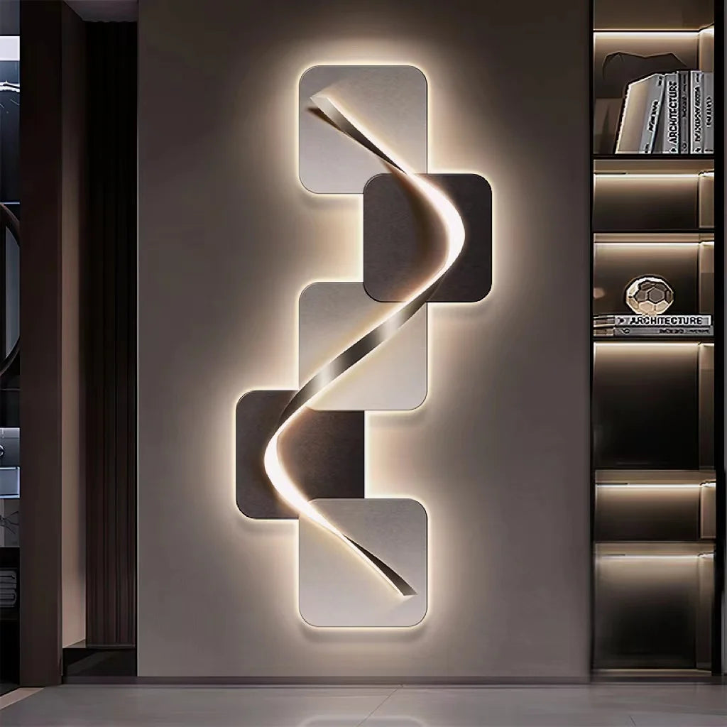 Light luxury entrance hall decoration painting, LED lights, Italian minimalist living room, high-end mural in the corridor - view 2