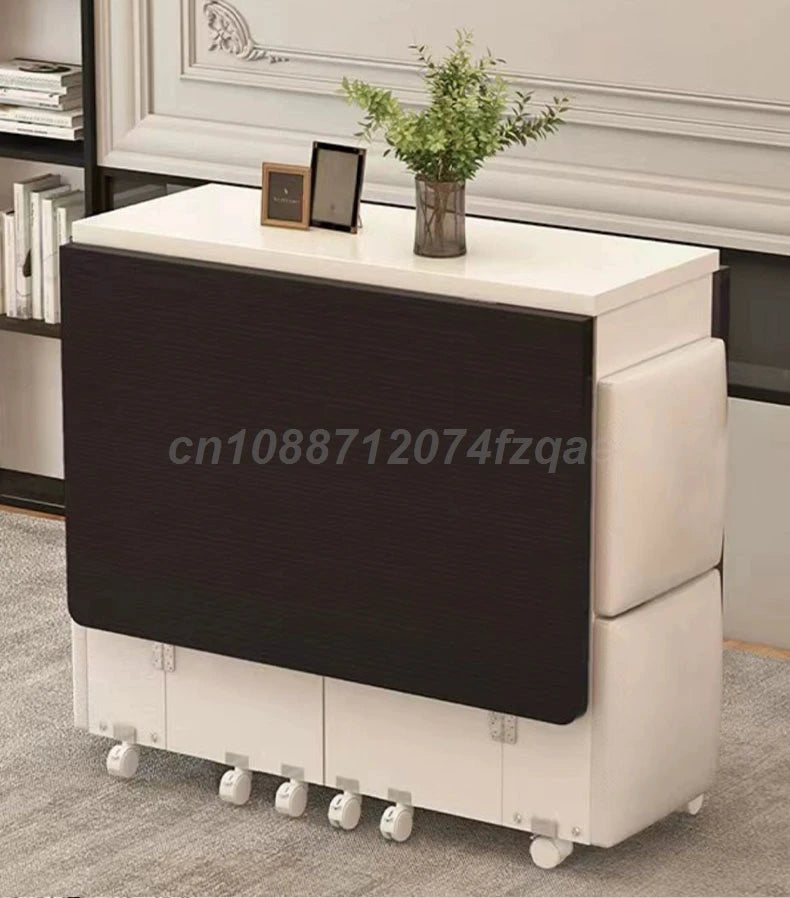 Folding Dining Table Movable Table Set For Dining Room, Apartment, Living Room