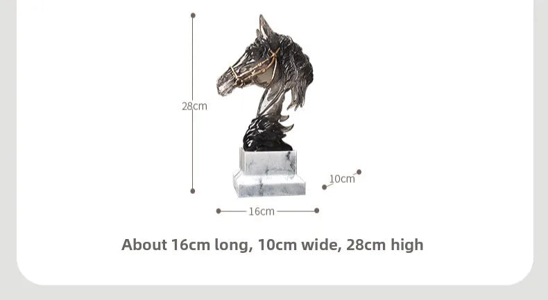 Luxury Resin Horsehead Ornament Art Design Sculptures and Figurines Living Room Decoration Accessories for Home Decor