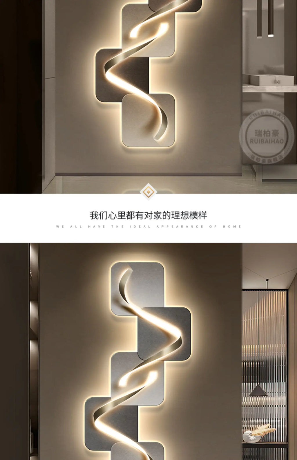 Light luxury entrance hall decoration painting, LED lights, Italian minimalist living room, high-end mural in the corridor - view 10