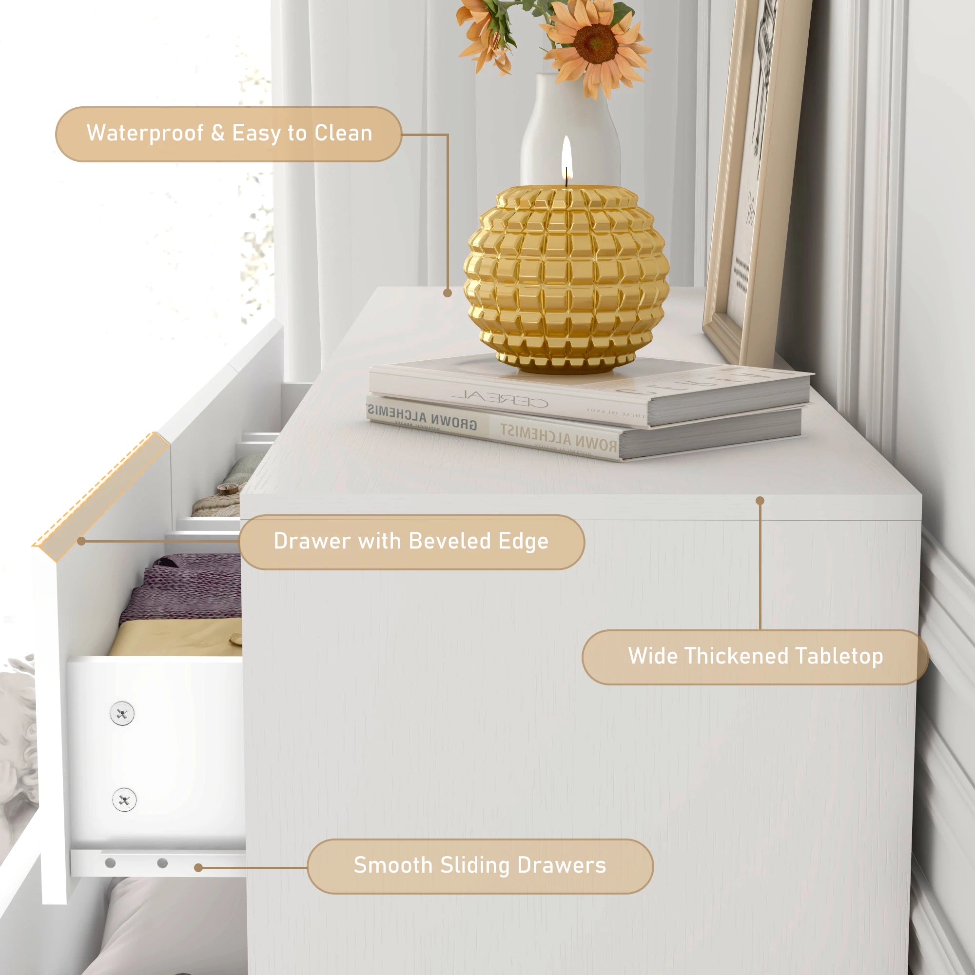7 Drawer Dresser for Bedroom, 55 Inch Modern Design