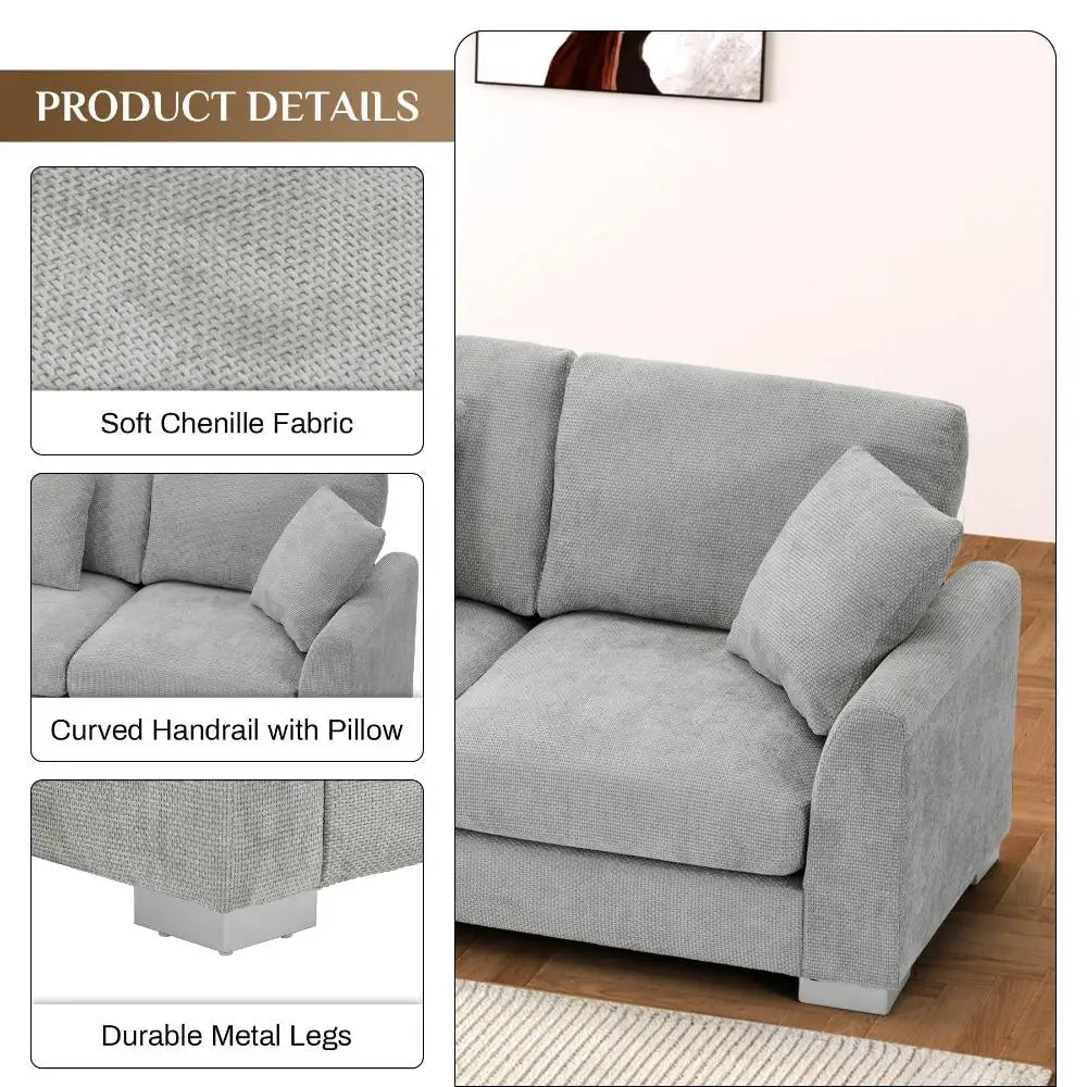 Oversized L Shaped Sectional Sofa Couch,5 Seat with Convertible Ottoman