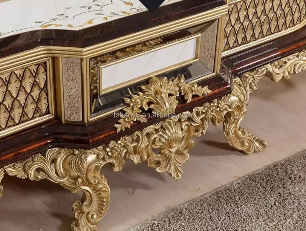 Turkish Middle East Eastern Luxury Antique Royal Hand Carved Bed Room Furniture Set Five Pieces Black Gold African American - view 9
