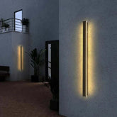 Modern waterproof outdoor wall light illuminating an outdoor space with stylish design and soft warm glow.