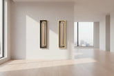 Modern LED Creative Mural Light | Vertical Art Deco Hanging Lamp illuminating a minimalist interior wall space.