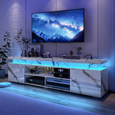 LED TV Stand for 85 Inch TV, Modern TV Stand with Power Outlet, High Gloss TV Console Entertainment Center with, Customized.