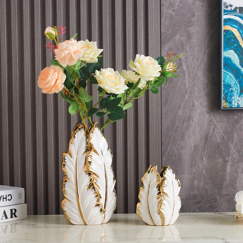 Nordic Gold-Painted Ceramic Vase | Luxury Home Décor Accent