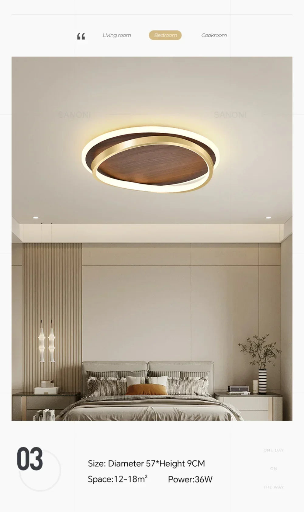 DAMIASMIL LED Modern Ceiling Lamp Creative Round Walnut Wood Color Ceiling Light for Bedroom Study Restaurant Lighting Lustre - view 13