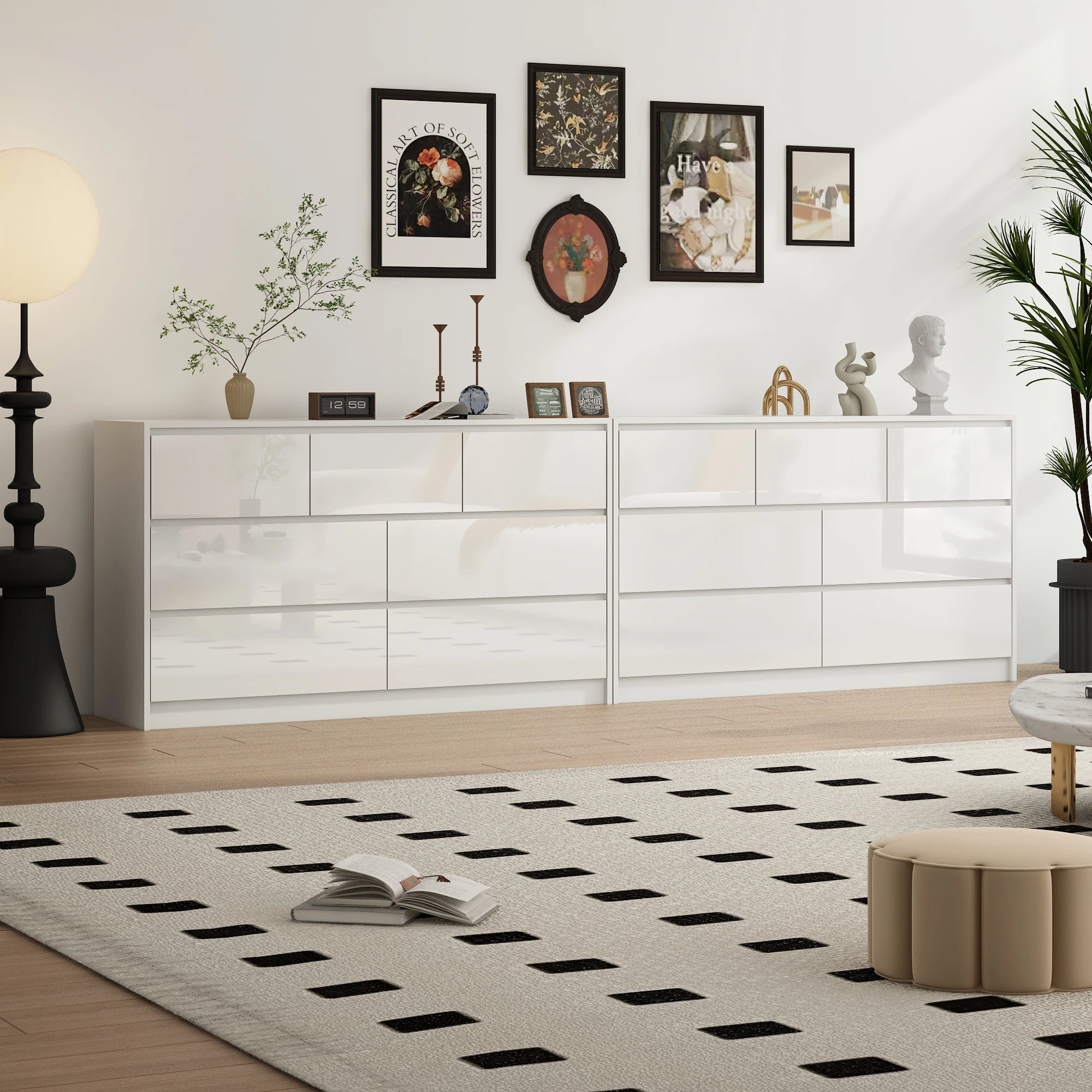 7 Drawer Dresser for Bedroom, 55 Inch Modern Design