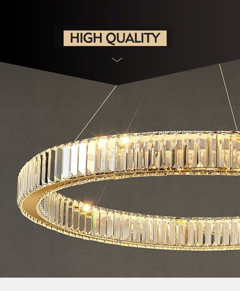 Modern Luxury Ring Crystal Led Ceiling Chandelier Living Dining Room Bedroom Lustre Decor Pendant Lights Hanging Lamp Fixture