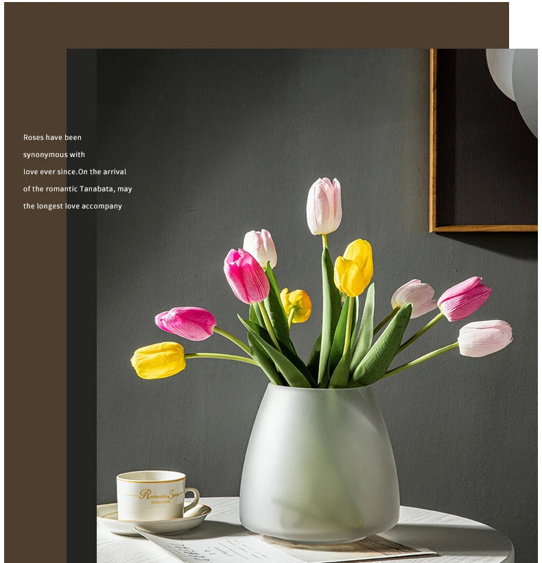 Nordic Frosted Glass Vase | Light Luxury Tabletop & Hydroponic Accent