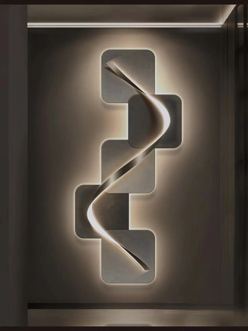 Light luxury entrance hall decoration painting, LED lights, Italian minimalist living room, high-end mural in the corridor - view 3