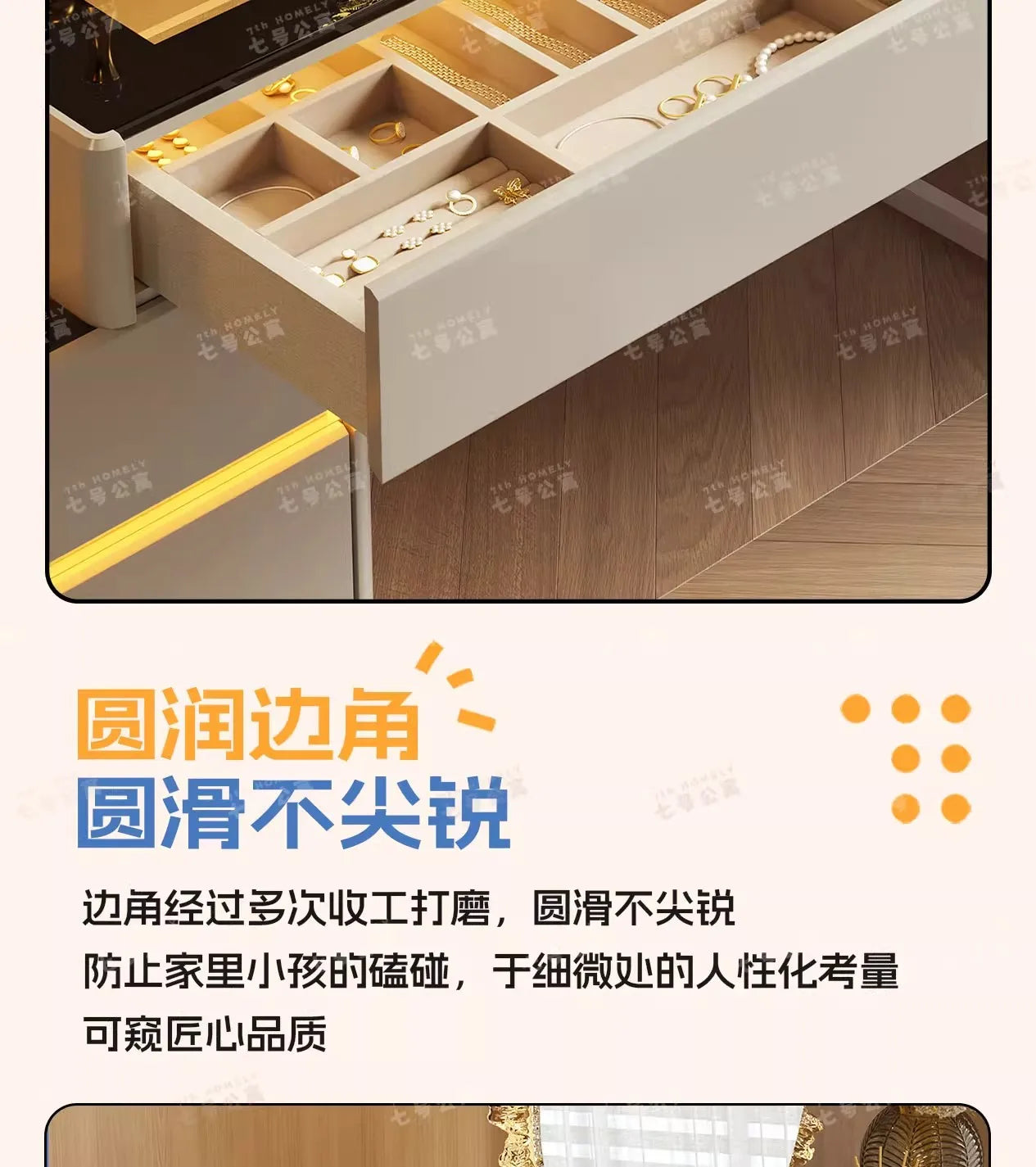Nordic Solid Wood Dressers Bedroom Modern Dressing Table Drawer Integrated Home Small Apartment Makeup Table with LED Mirror - view 40