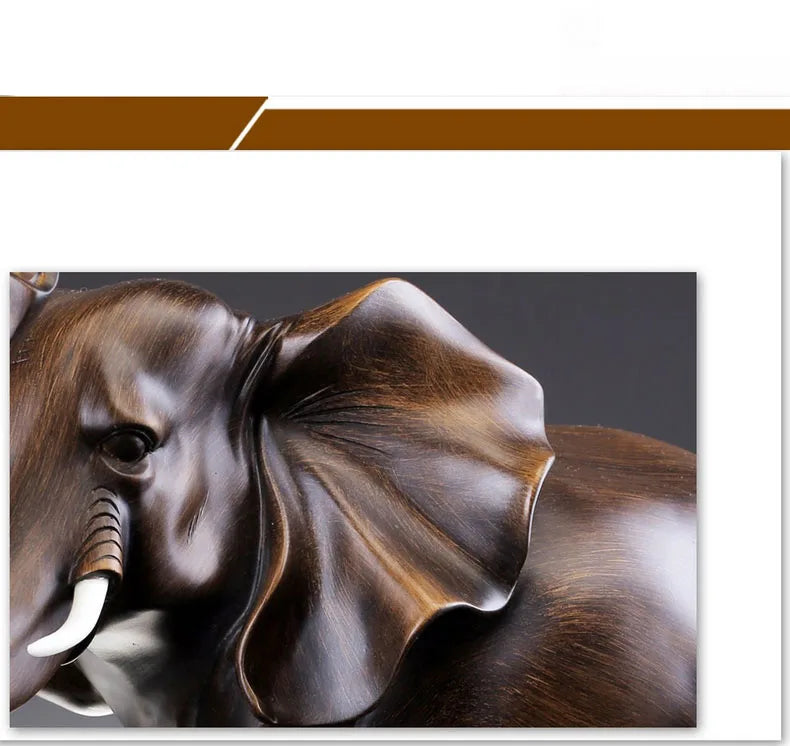 Simulated Animal Sculpture Imitation Wood Elephant Statue Resin Crafts Desk Decoration Ornaments Furnishings