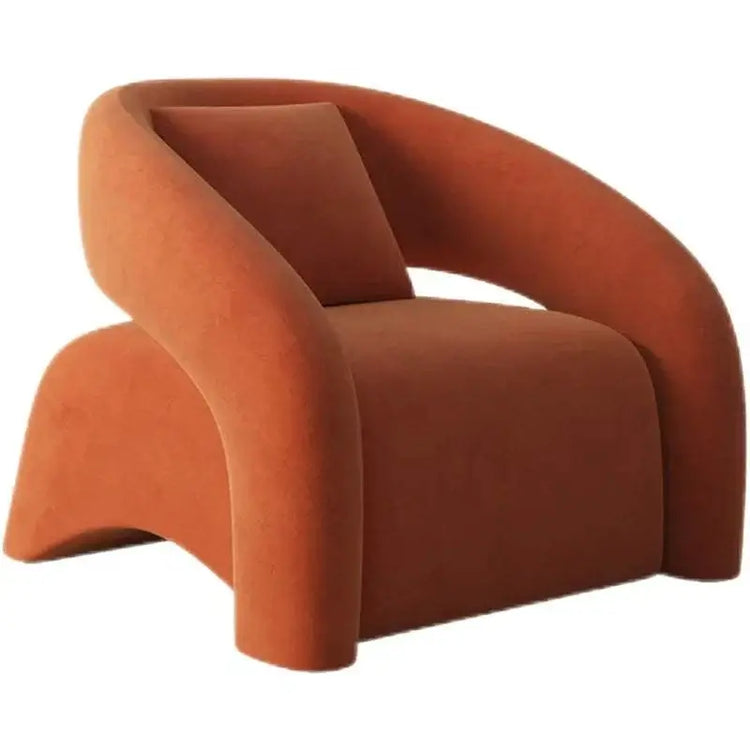 Orange armchair with a modern design on a white background