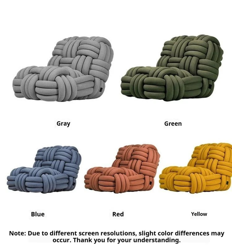 Any Size Custom Nordic Knit Lounge Chair Handwoven Chenille Fabric High Resilience Foam Comfortable Minimalist Living Room Leisu - view 5