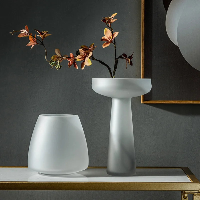 Nordic Frosted Glass Vase | Light Luxury Tabletop & Hydroponic Accent