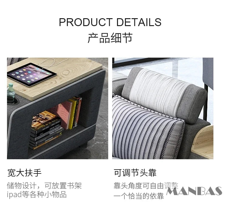 MINGDIBAO Nordic Fabric Sofa Set with Bluetooth Speaker & USB