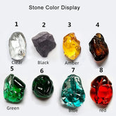Display of eight colored stones labeled from 1 to 8 on a white background.