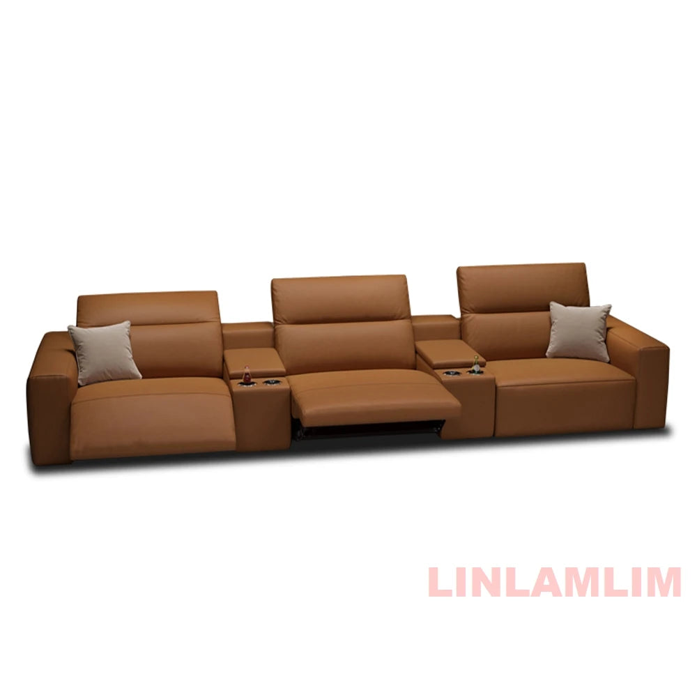 Dual Motors Electric Recliner Sofa – Genuine Leather Power Headrests