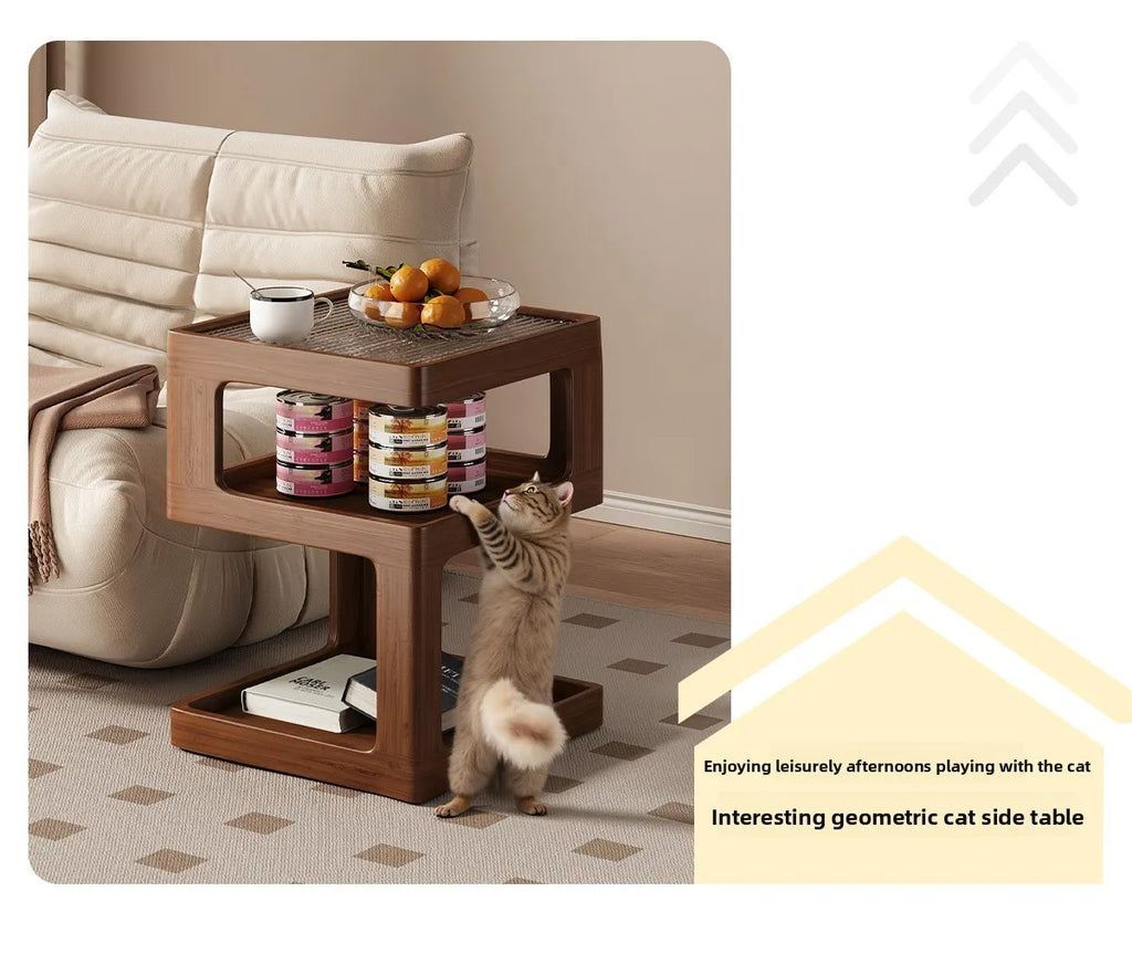 Solid wood bedside table, bedroom bedside storage, household sofa edge - view 12