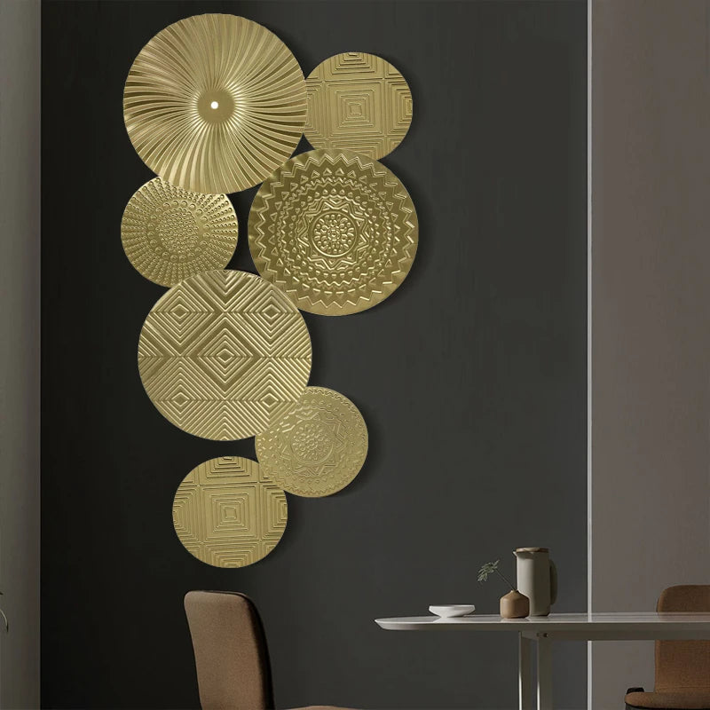 Luxury Modern Metal Circle Wall Art Golden Disc